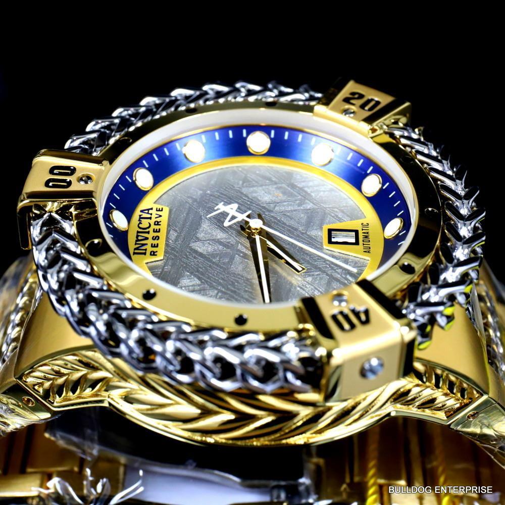 Invicta Reserve Hercules Meteorite Automatic 56mm Gold Plated Steel Watch New