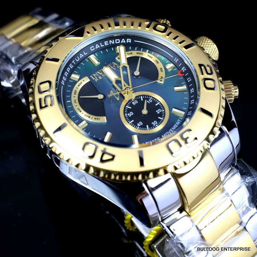 Invicta Reserve Pro Diver Swiss Mvt Black MOP Two Tone Steel 47mm New Watch