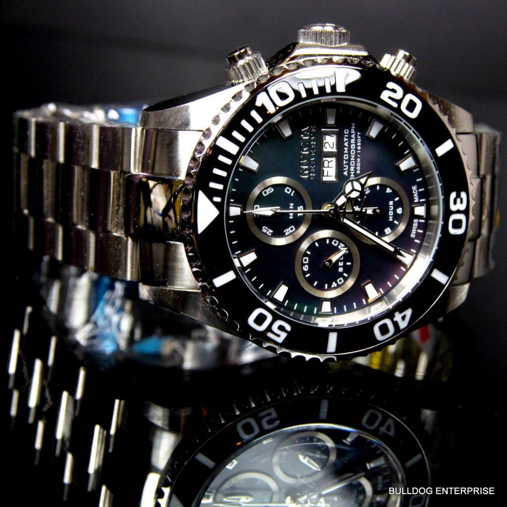 Invicta Reserve Pro Diver Swiss Automatic 7750 Valjoux Black MOP Watch New 1068