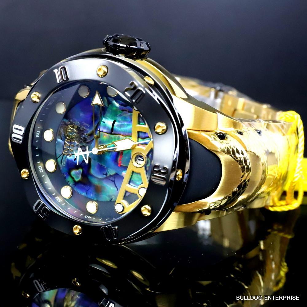 Invicta Reserve Kraken Swiss R150 Automatic Abalone Gold Plated Watch 52mm New