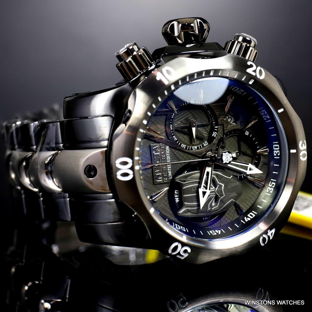 Invicta Marvel Black Panther Reserve Venom 52mm Steel Swiss Mvt Chrono Watch New