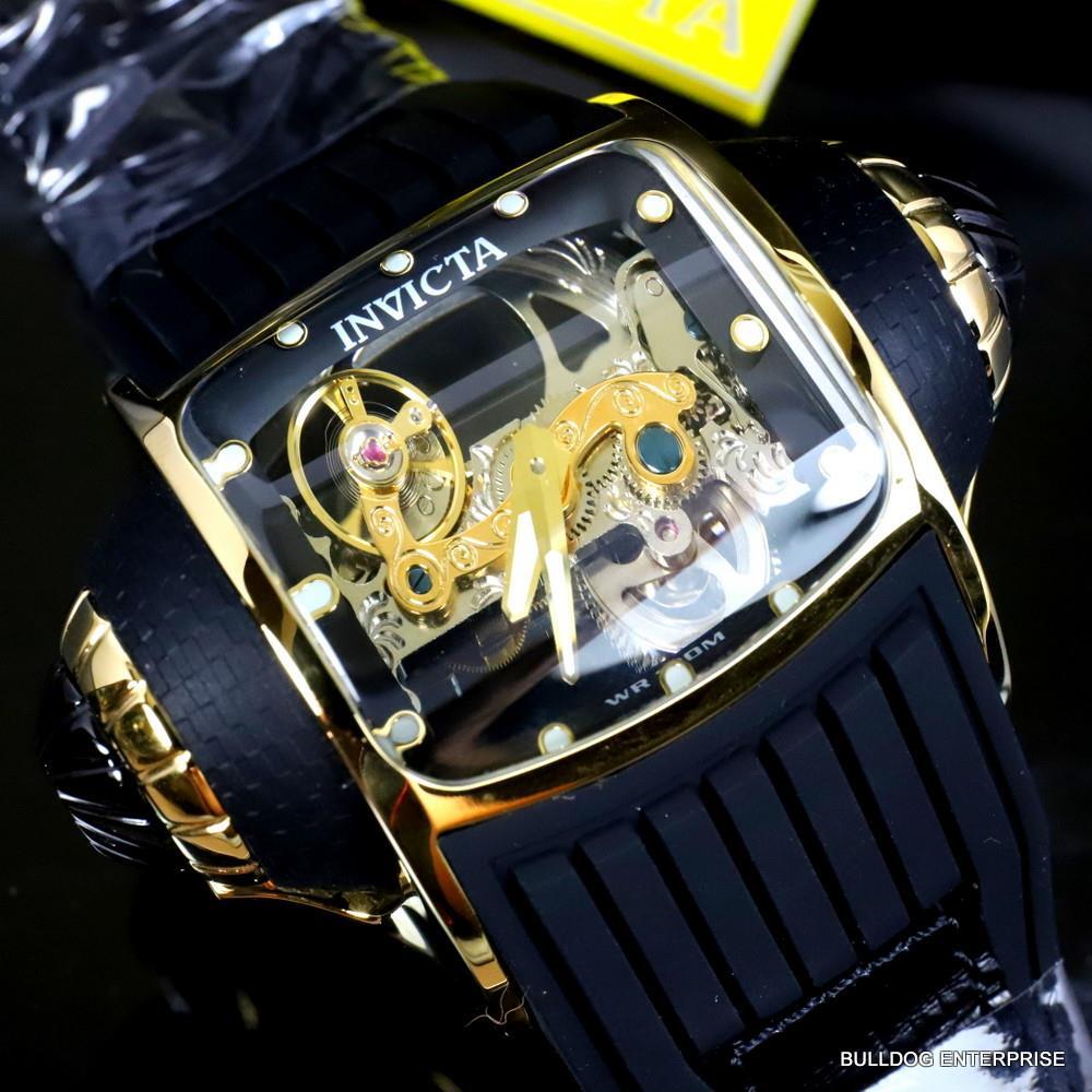 Invicta Vintage Ghost Bridge Automatic Clear Skeletonized Gold 68mm Watch New