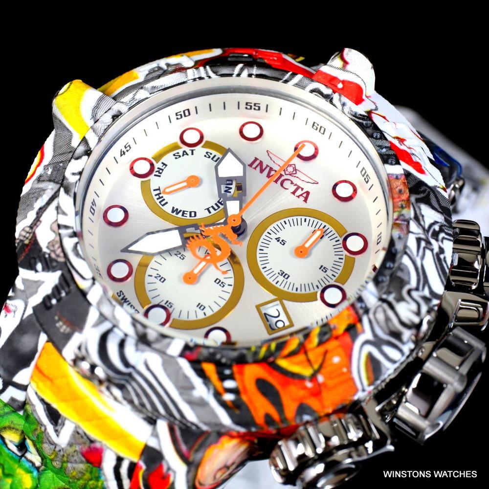 Invicta The Subaqua Graffiti Steel Hydroplated Bracelet Swiss Mvt Watch 50mm New