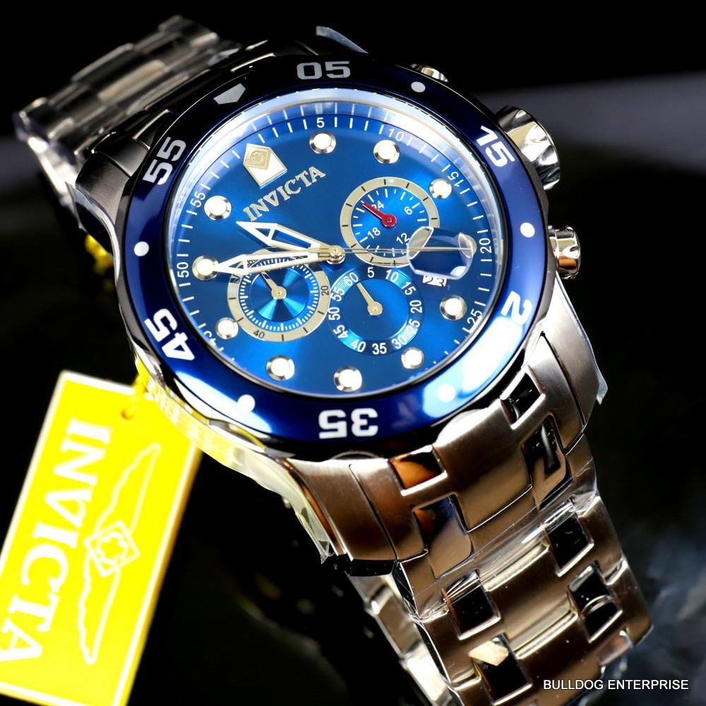 Invicta Pro Diver Scuba Chronograph 48mm Stainless Steel Bracelet Blue Watch New