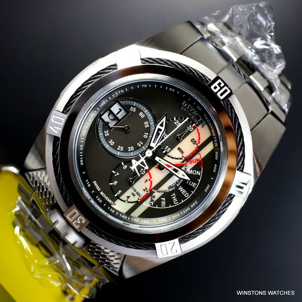 Invicta Reserve Bolt Zeus Tria Swiss Mvt Steel Black MOP 3 Dials Watch 56mm New
