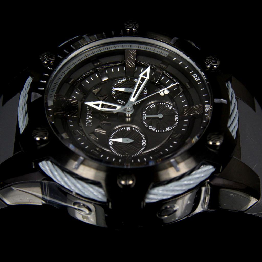 Invicta Marvel Black Panther 52mm Limited Ed Bolt Chronograph Rubber Watch New