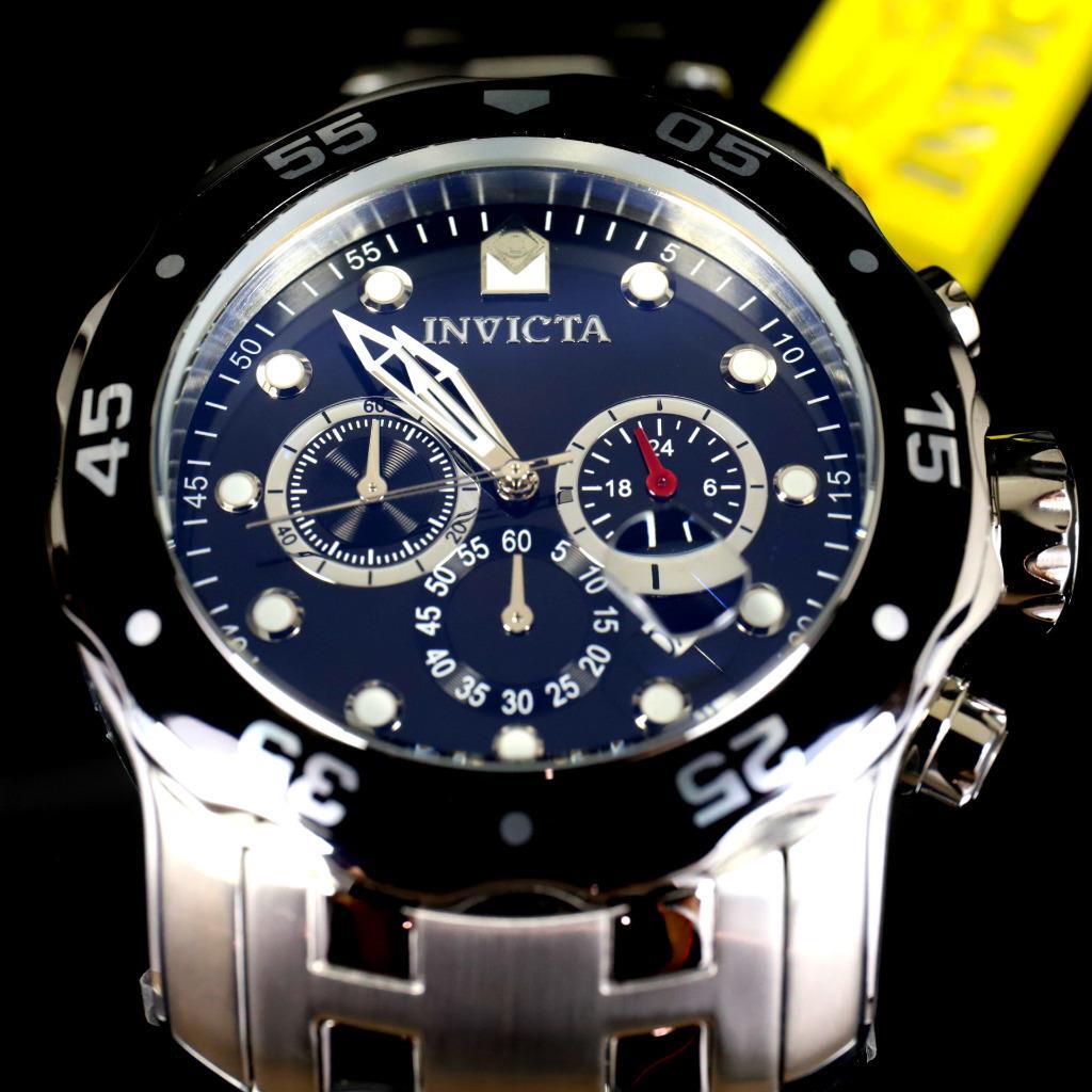 Invicta Pro Diver Scuba Black Dial Chronograph Stainless Steel Watch 48mm New