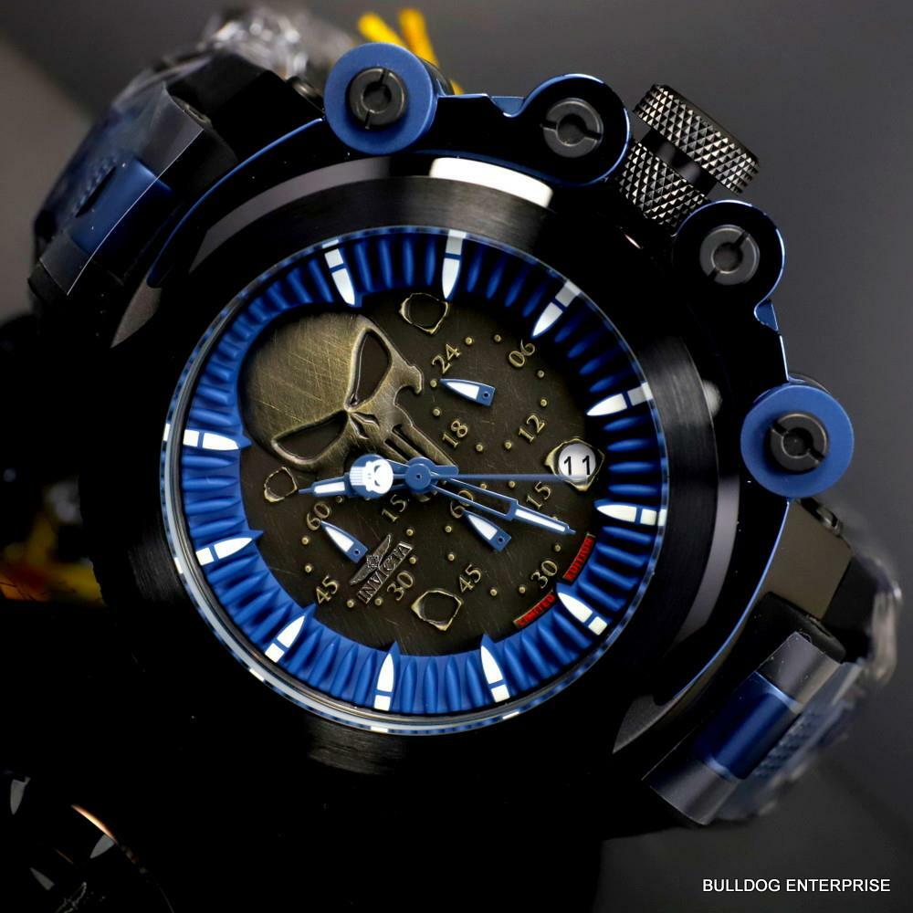 Invicta Marvel Punisher Coalition Forces Trigger 56mm Blue Black Watch New