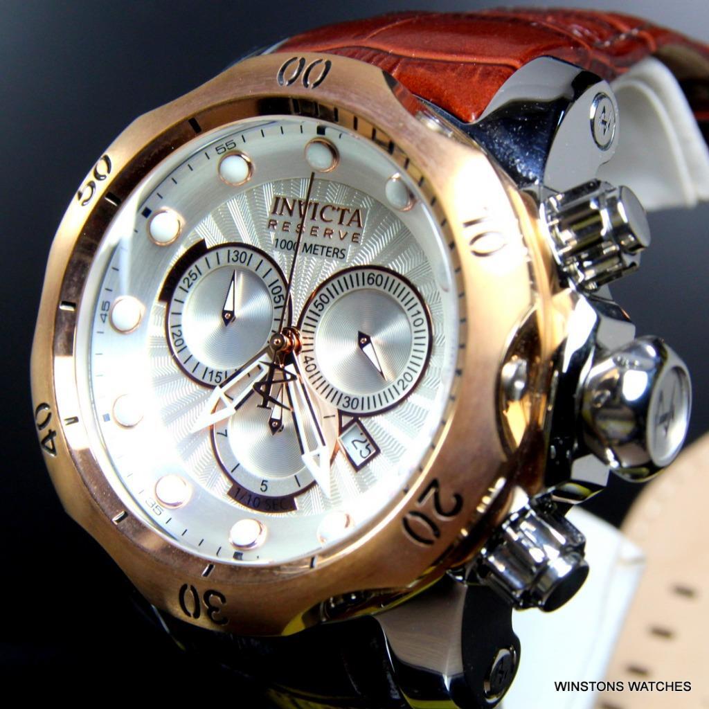 Invicta Reserve Venom Elegant Leather White Swiss Movement Chronograph Watch New