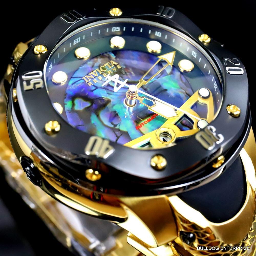 Invicta Reserve Kraken Swiss R150 Automatic Abalone Gold Plated Watch 52mm New
