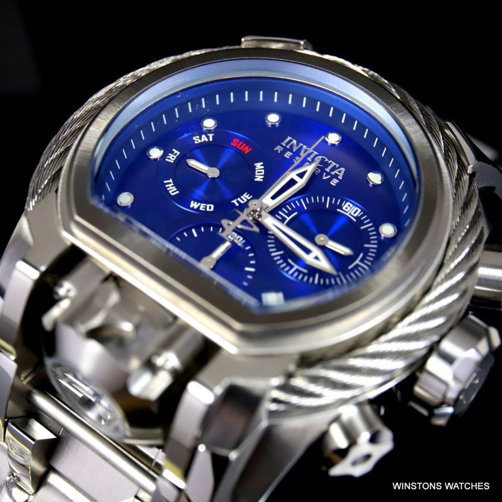 Invicta Reserve Bolt Zeus Magnum Cable Steel Blue Swiss Mvt 52mm Watch New