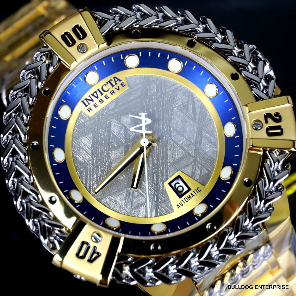 Invicta Reserve Hercules Meteorite Automatic 56mm Gold Plated Steel Watch New