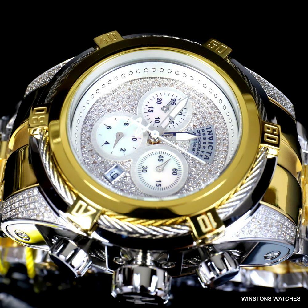 Invicta Reserve Bolt Zeus Diamond 50mm Polished Two Tone Steel Swiss Watch New