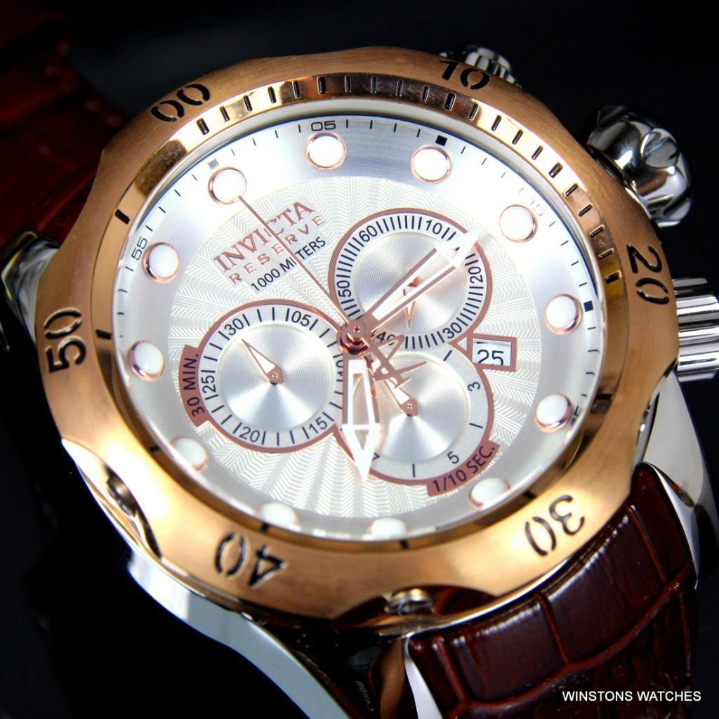 Invicta Reserve Venom Elegant Leather White Swiss Movement Chronograph Watch New