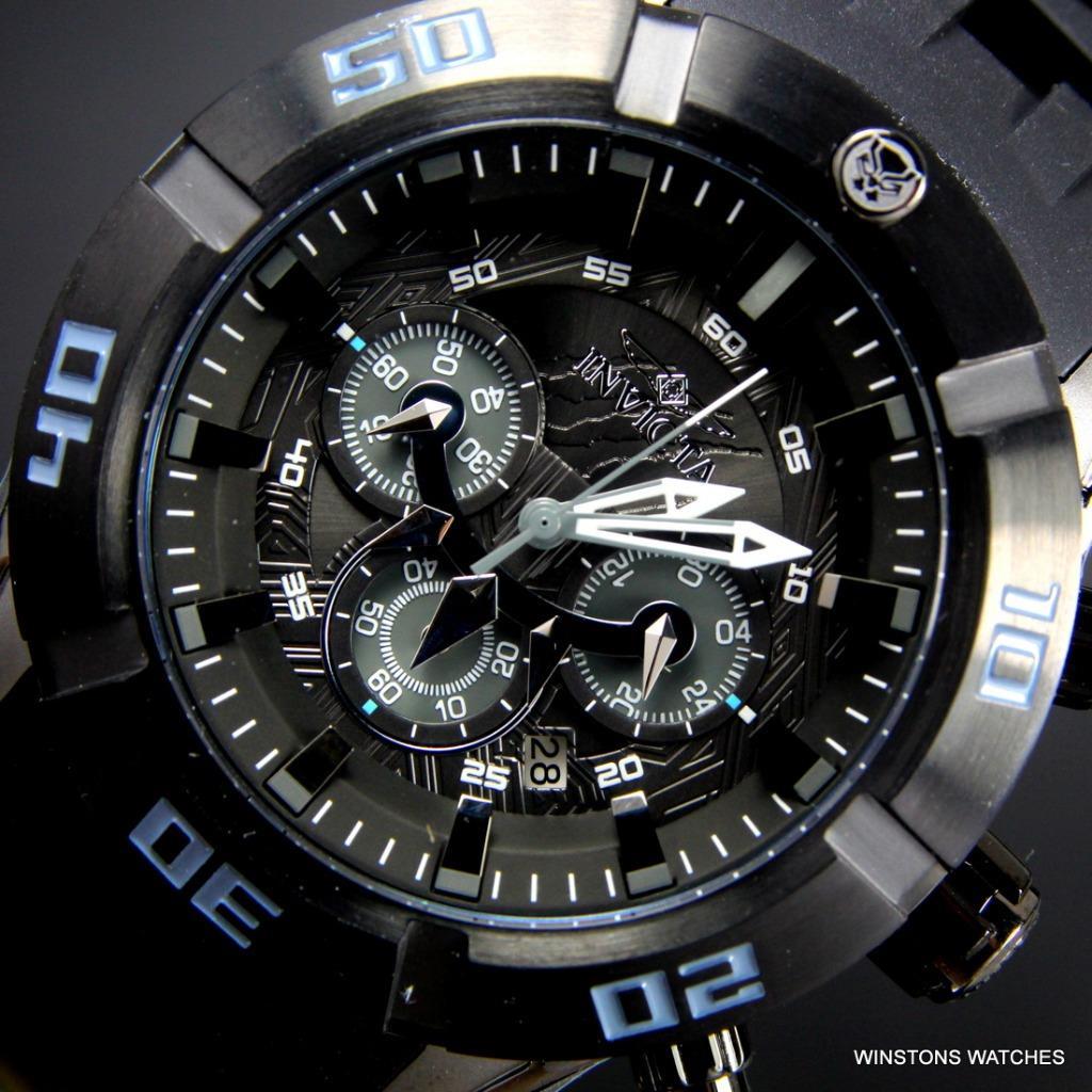 Men's Invicta Marvel Black Panther Sea Spider Sport 50mm Chronograph Watch New