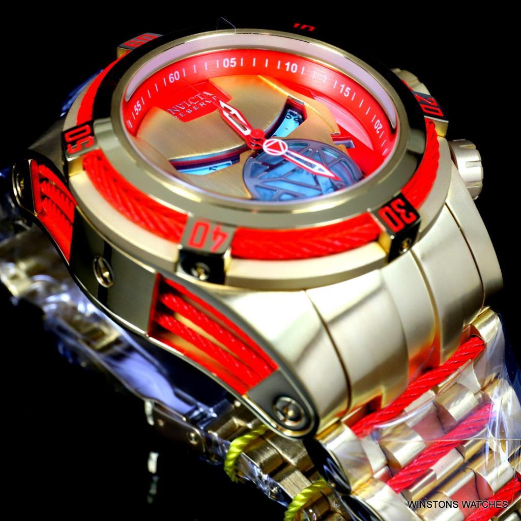 Invicta Reserve Bolt Zeus Marvel Iron Man 52mm Steel Swiss Mvt Blue Watch New