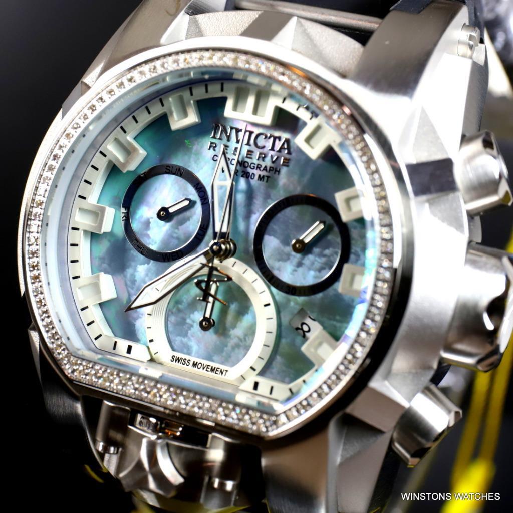 Invicta Reserve Magnum Bolt Zeus Diamond Platinum MOP Swiss Mvt 52mm Watch New
