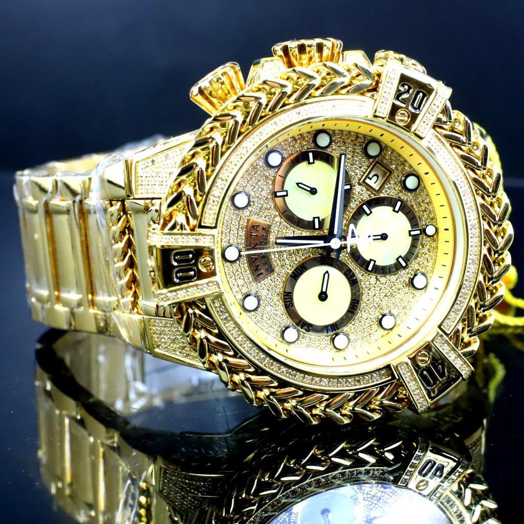 Invicta Reserve Bolt Hercules 2.26 CTW Diamond Gold Plated Steel Swiss Watch New