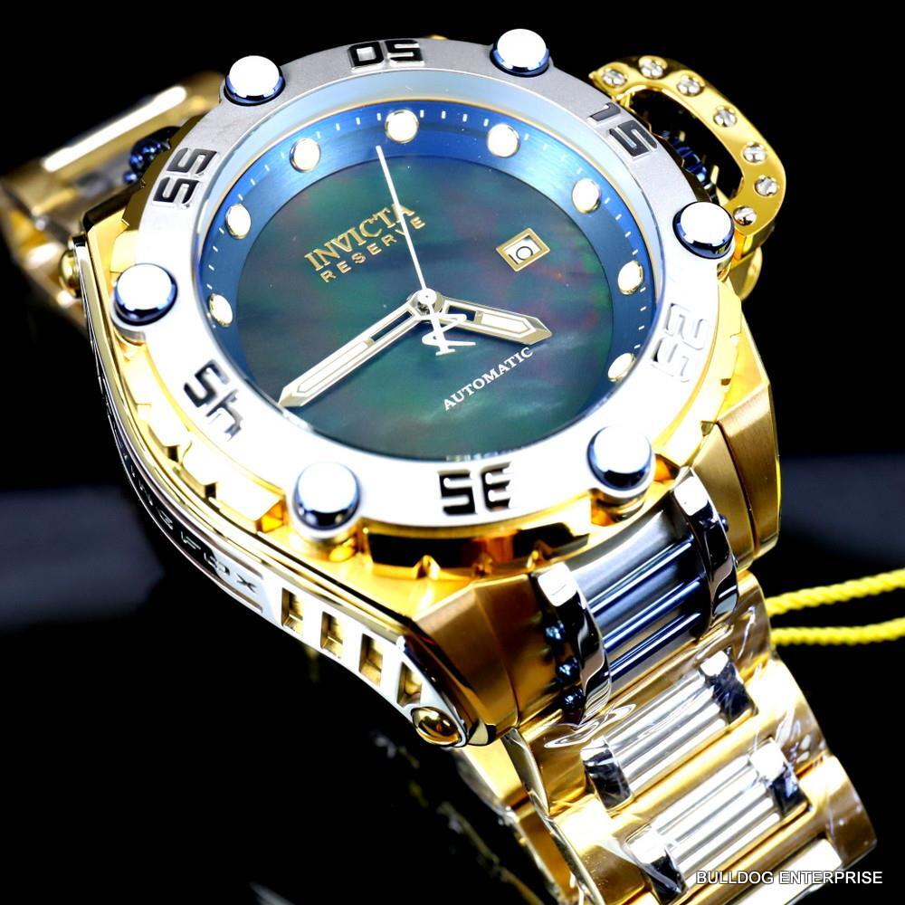 Invicta Reserve Flying Fox Gold 2 Tone Steel Black MOP Automatic 52mm Watch New