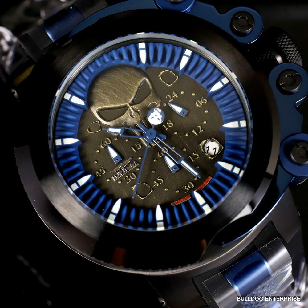 Invicta Marvel Punisher Coalition Forces Trigger 56mm Blue Black Watch New