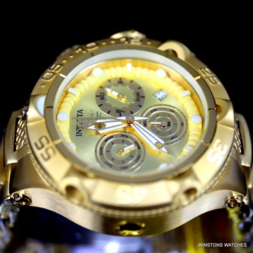 Invicta Subaqua Noma V Gold Plated Stainless Steel Chronograph 50mm Watch New