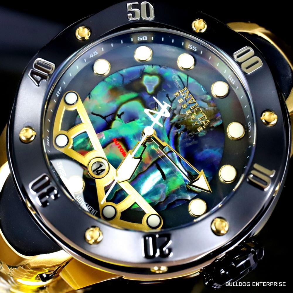 Invicta Reserve Kraken Swiss R150 Automatic Abalone Gold Plated Watch 52mm New