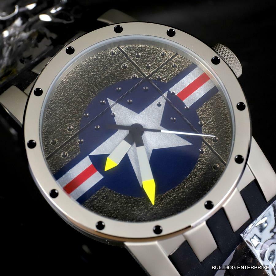 Invicta DNA Bomber Fighter Plane 46mm Gray Black Silicone Titanium Watch New
