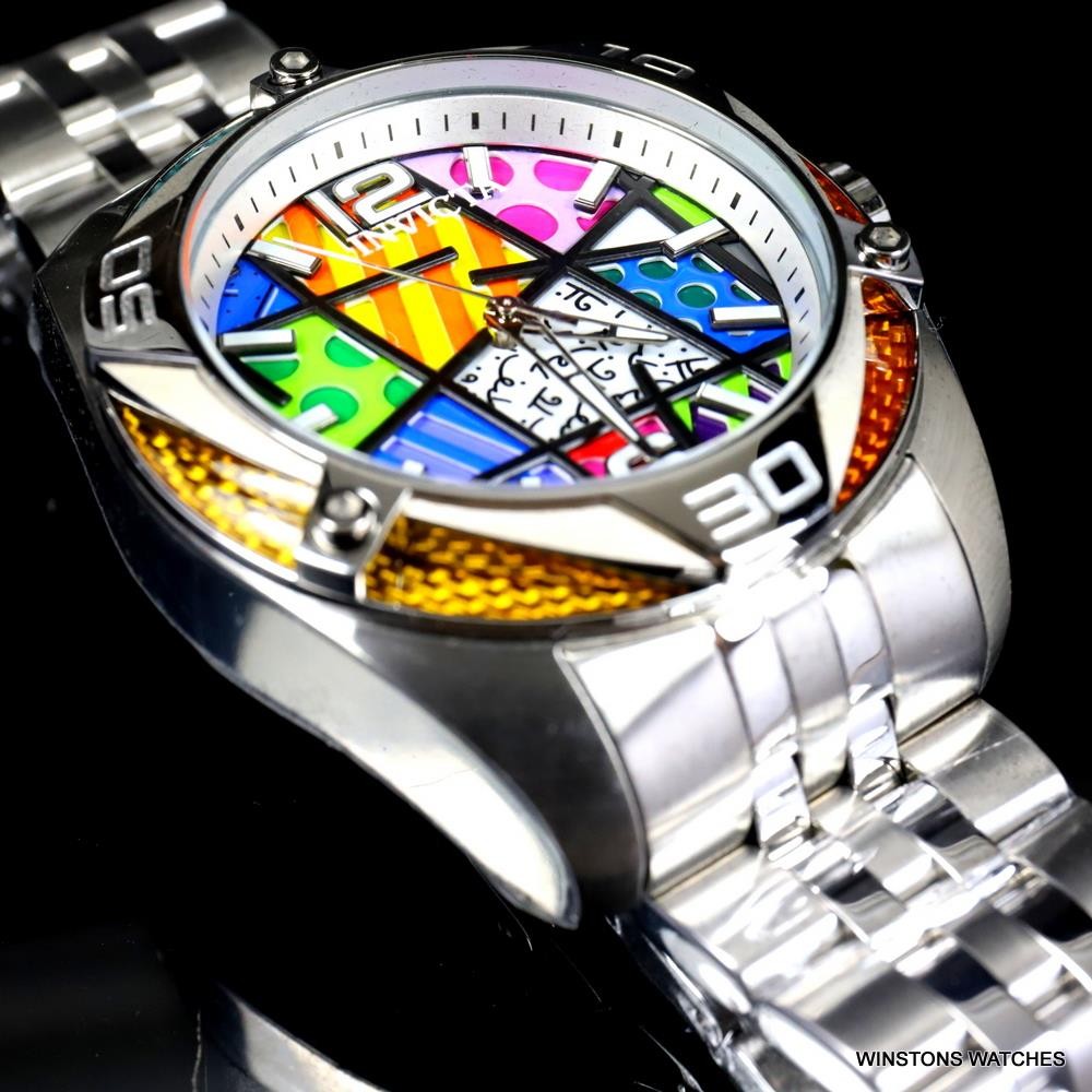 Invicta Romero Britto Limited Edition Stainless Steel Modern Art 50mm Watch New