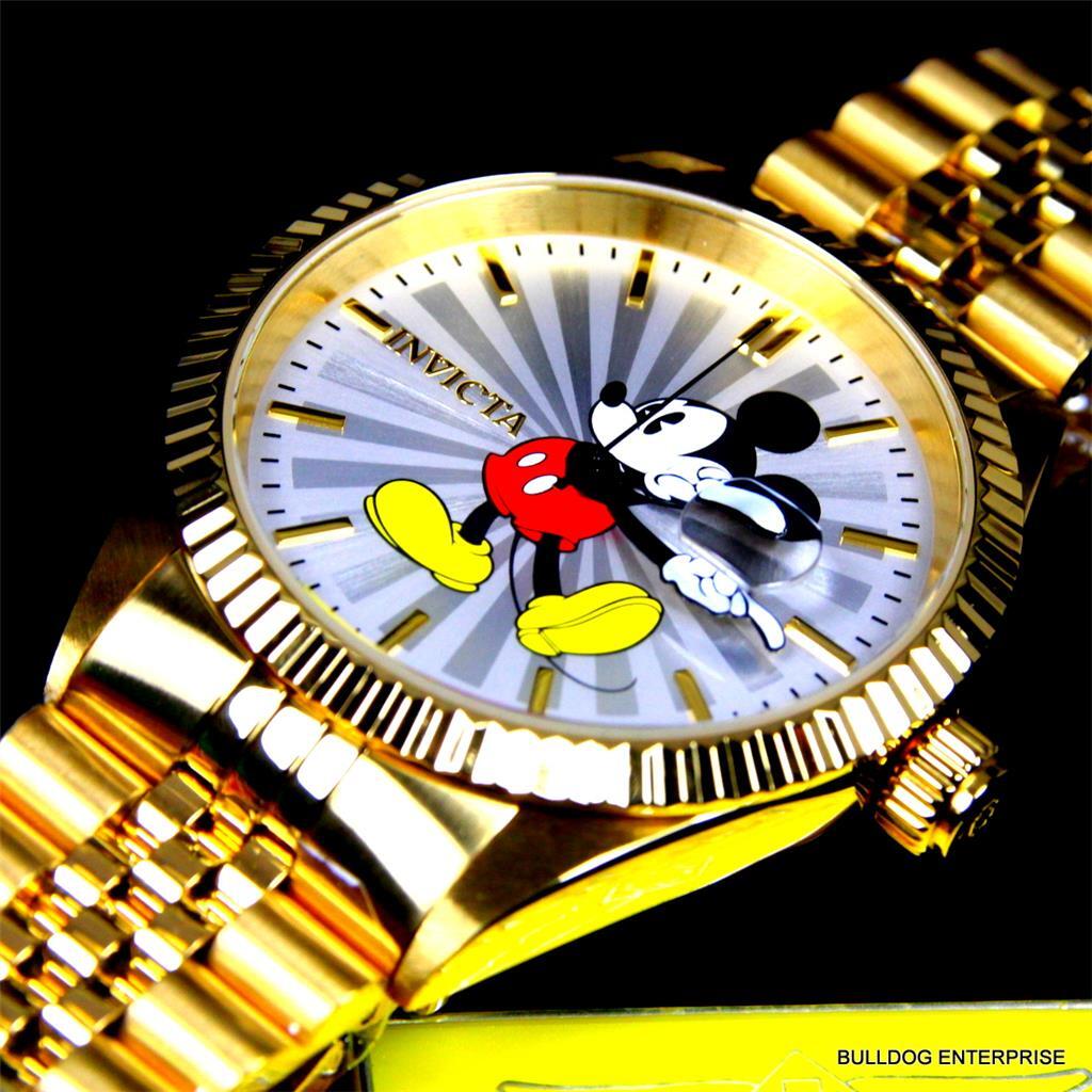 Invicta Disney Mickey Mouse Steel Gold Plated Limited Edition Watch New