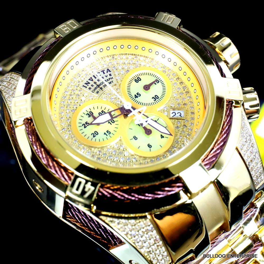 Invicta Reserve Bolt Zeus 1.31 CTW Diamond Gold Plated Steel Swiss Mvt Watch New