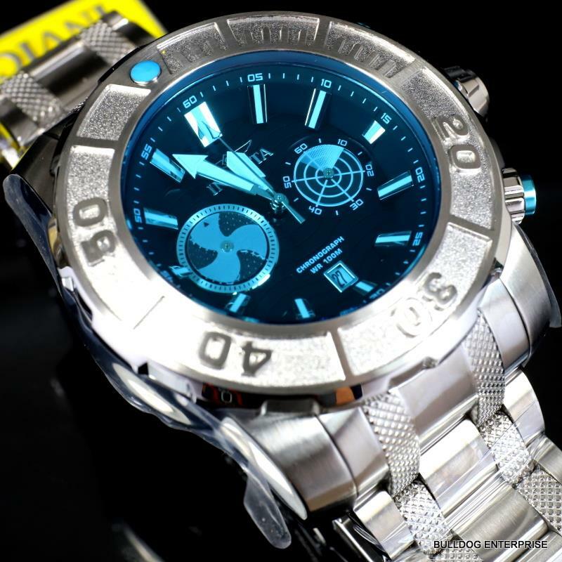 Invicta Coalition Forces Sonar Radar Stainless Steel Blue 58mm Chronograph New