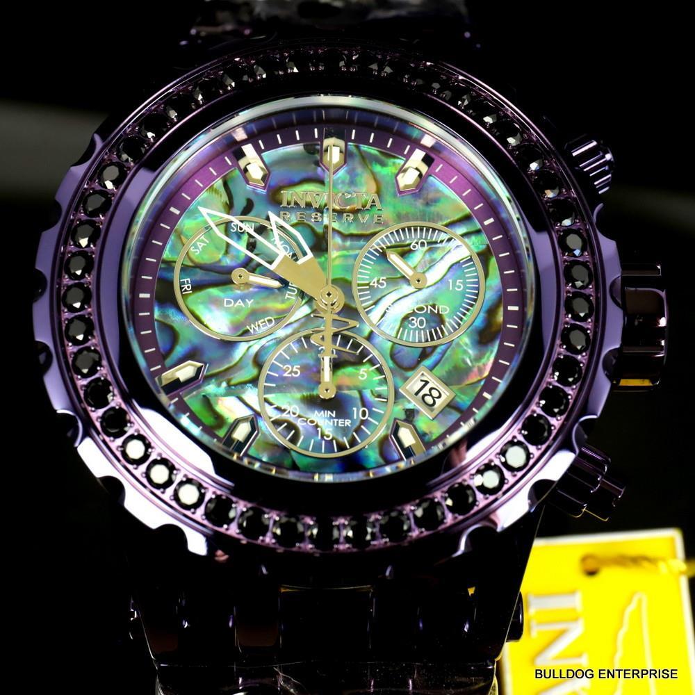 Invicta Reserve Subaqua Specialty 4.14 CTW Black Spinel Abalone Purple Watch New