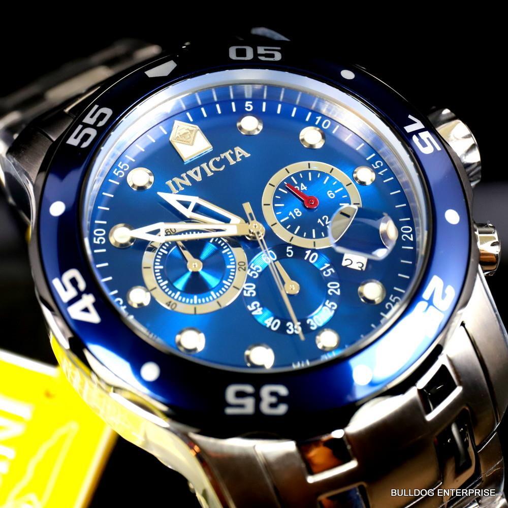 Invicta Pro Diver Scuba Chronograph 48mm Stainless Steel Bracelet Blue Watch New