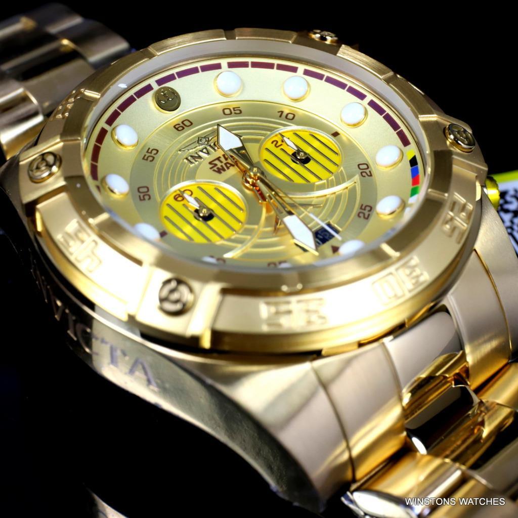 Invicta Star Wars C-3PO Gold Plated Steel Chronograph 52mm Limited Edition New
