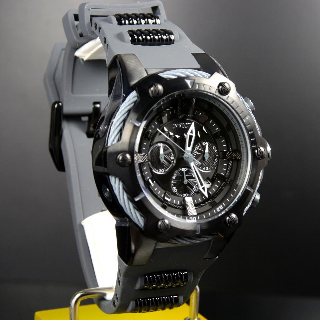 Invicta Marvel Black Panther 52mm Limited Ed Bolt Chronograph Rubber Watch New