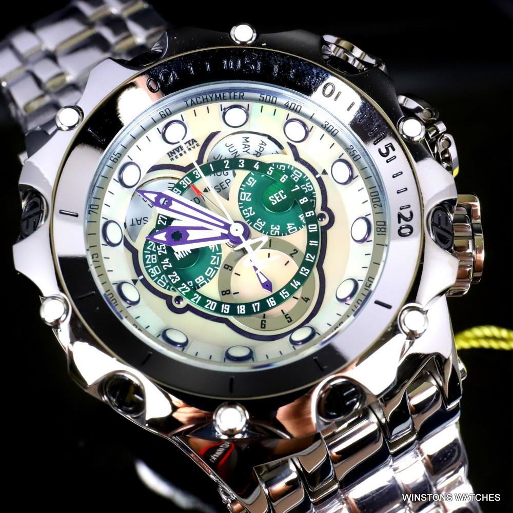Invicta Reserve Venom Fusian Hybrid Swiss Master Calendar Steel Green Watch New