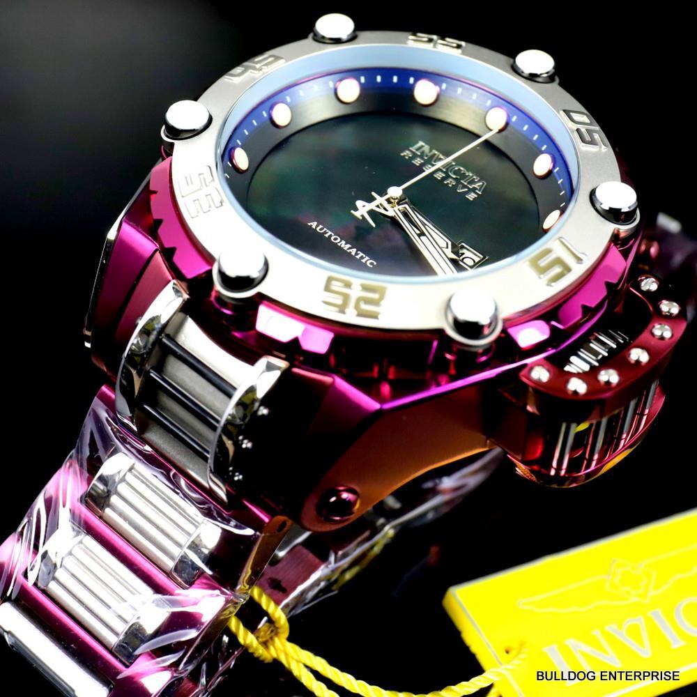 Invicta Reserve Flying Fox Burgandy Steel Black MOP Automatic 52mm Watch New