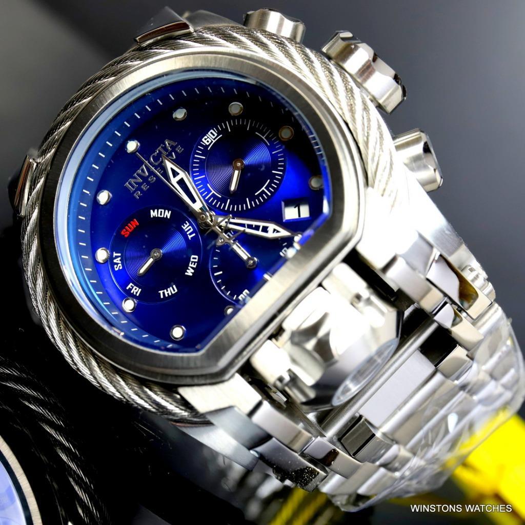 Invicta Reserve Bolt Zeus Magnum Cable Steel Blue Swiss Mvt 52mm Watch New