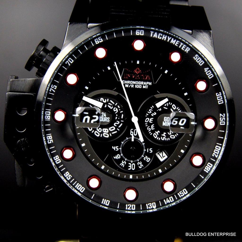 Mens Invicta I Force Bomber Chronograph Black Silicone 50mm Watch New