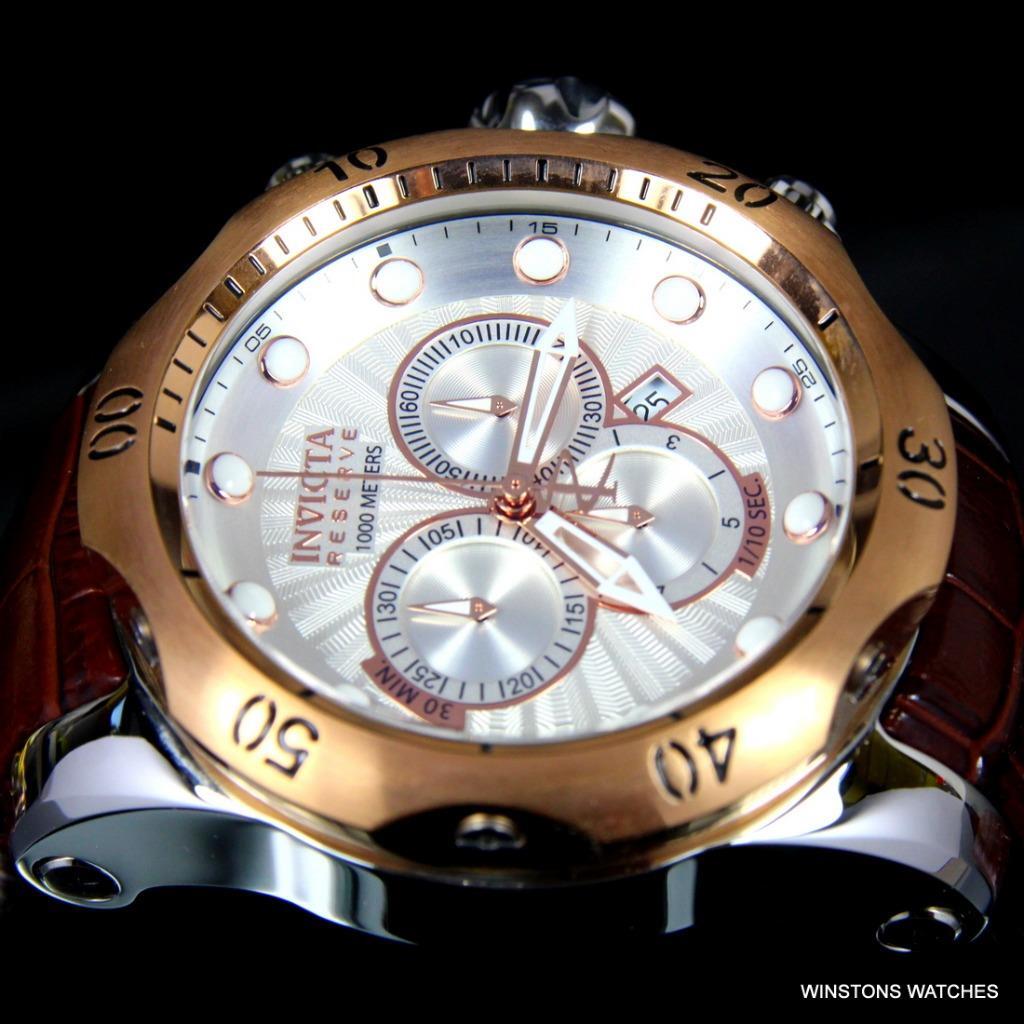 Invicta Reserve Venom Elegant Leather White Swiss Movement Chronograph Watch New