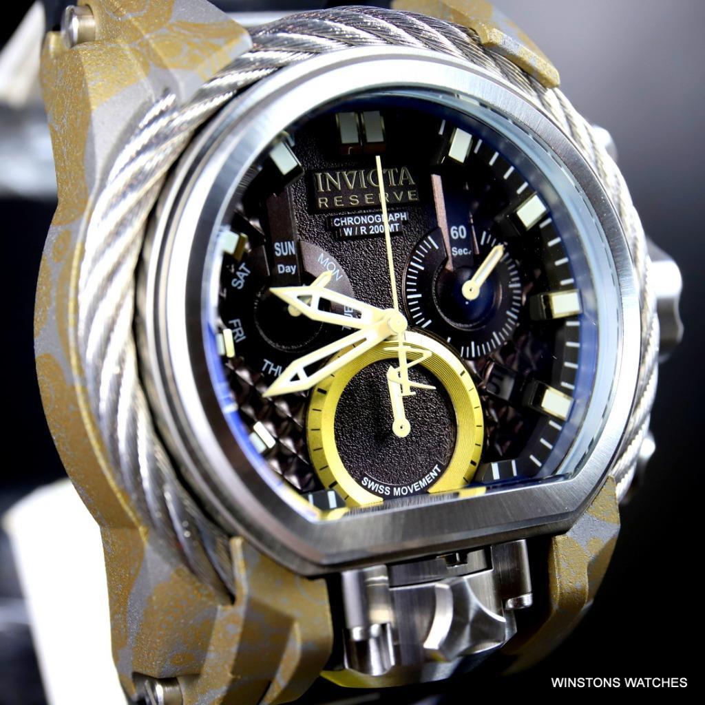 Invicta Reserve Bolt Zeus Magnum Hydroplated 52mm Rubber Swiss Mvt Watch New