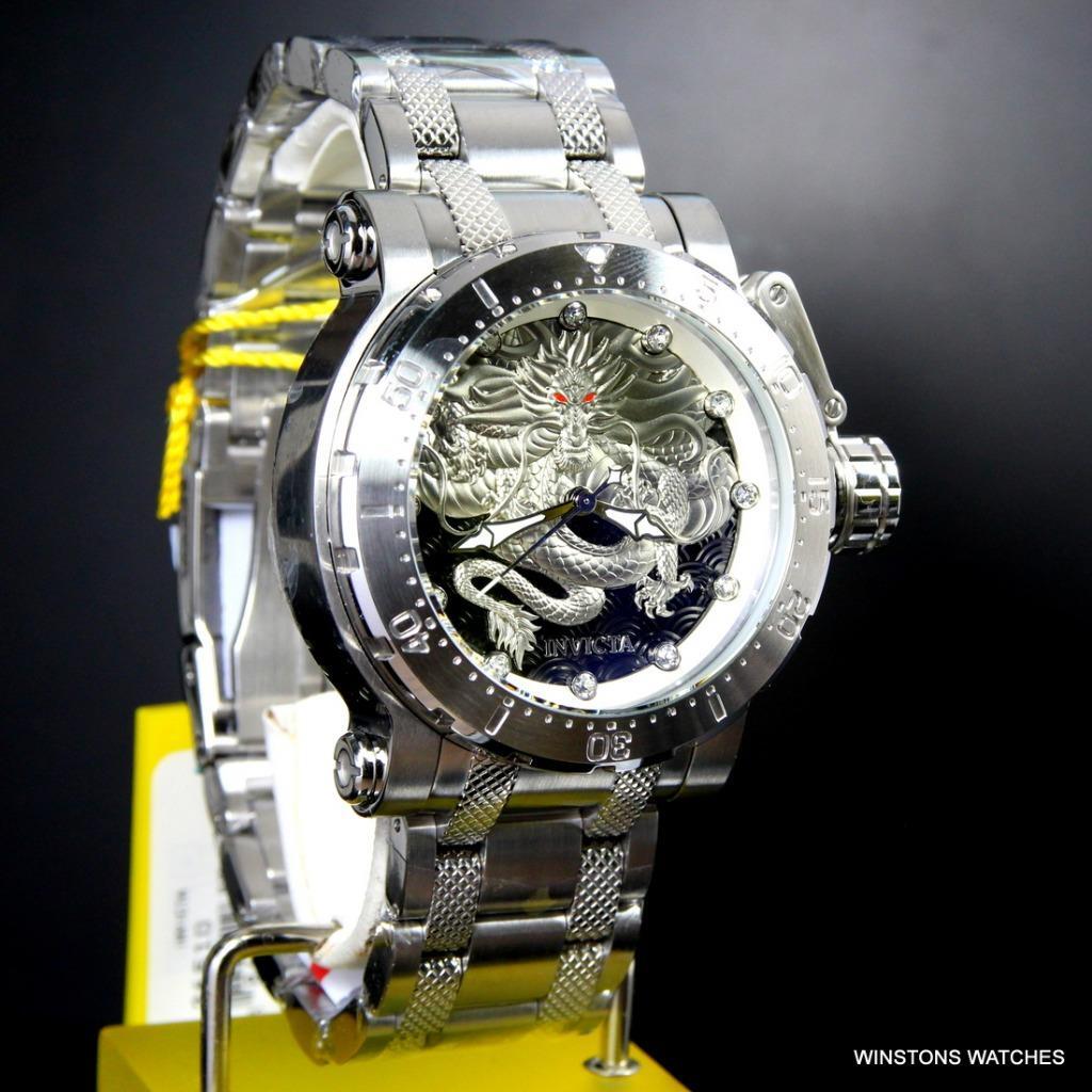 Invicta Coalition Forces Dragon Silver Tone Steel 52mm Automatic Watch New