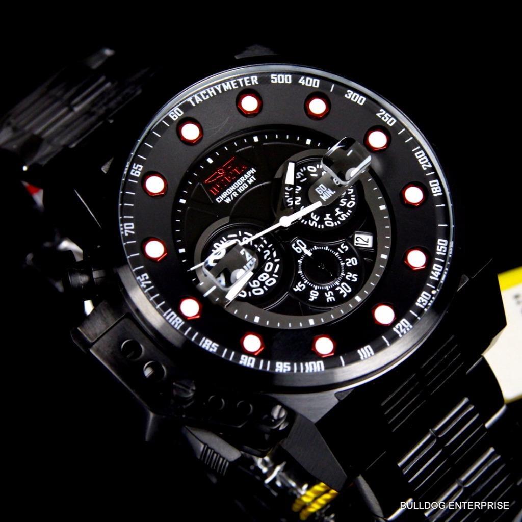 Mens Invicta I Force Bomber Chronograph Black Silicone 50mm Watch New
