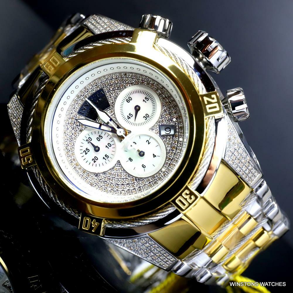 Invicta Reserve Bolt Zeus Diamond 50mm Polished Two Tone Steel Swiss Watch New