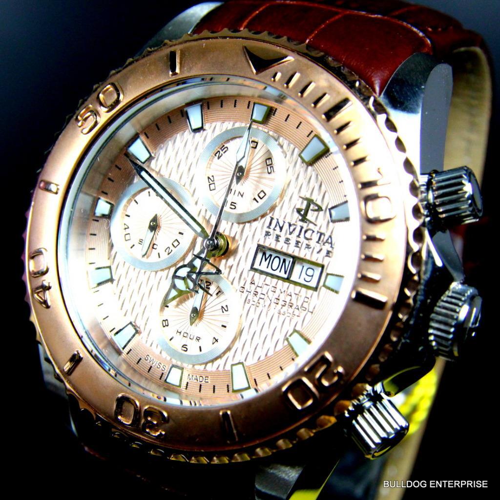Invicta Reserve Pro Diver Swiss Made Automatic Sellita SW500 Brown Leather New