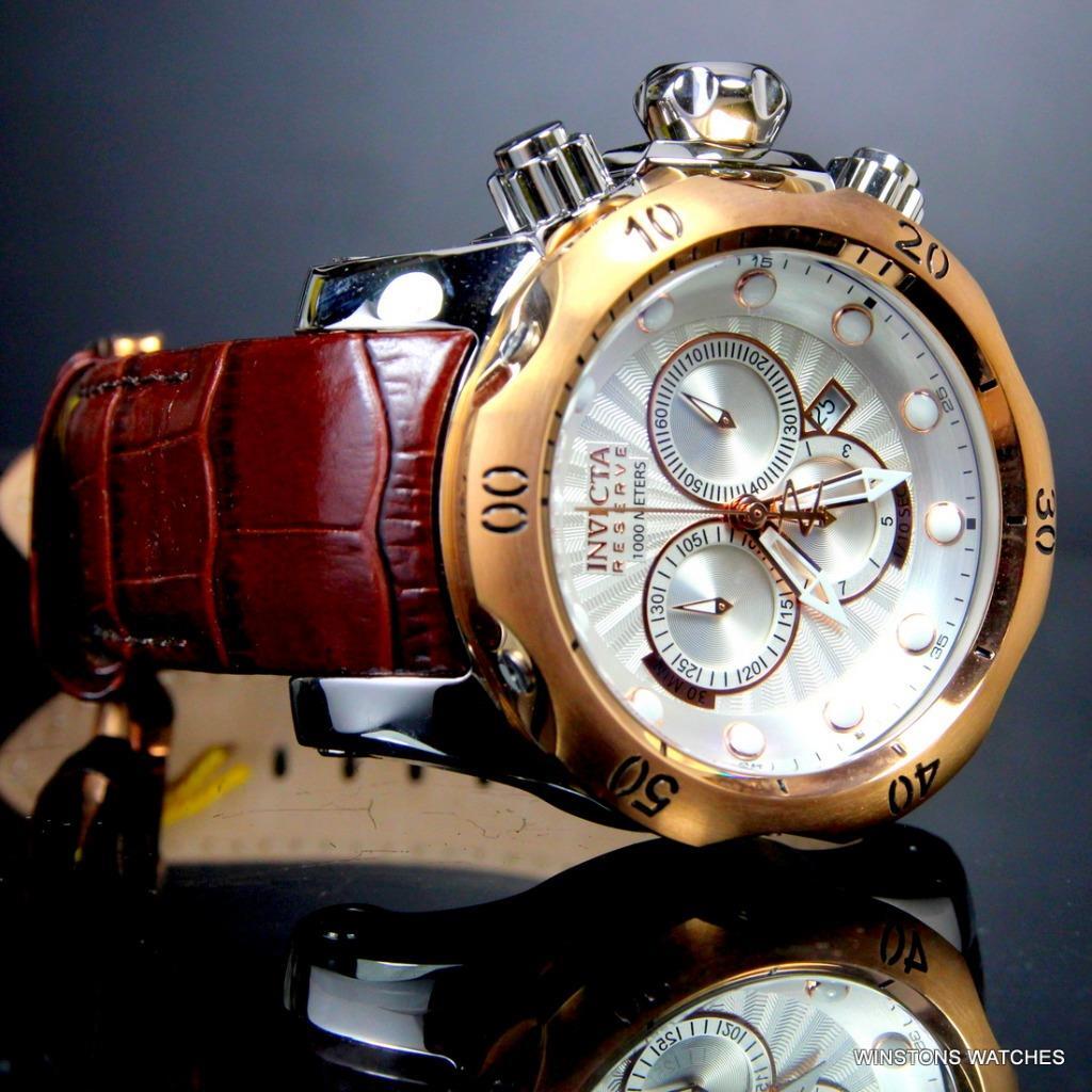Invicta Reserve Venom Elegant Leather White Swiss Movement Chronograph Watch New
