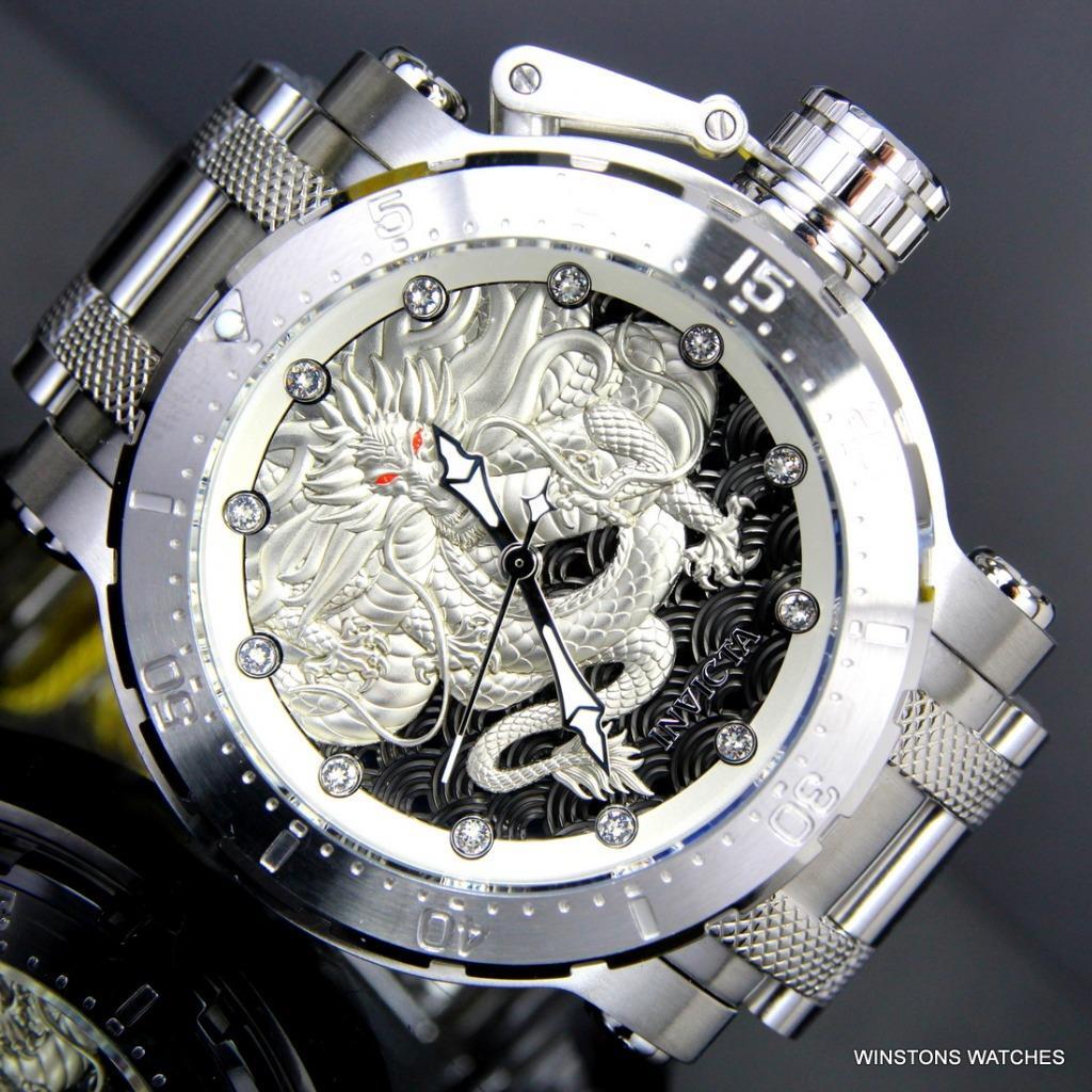 Invicta Coalition Forces Dragon Silver Tone Steel 52mm Automatic Watch New