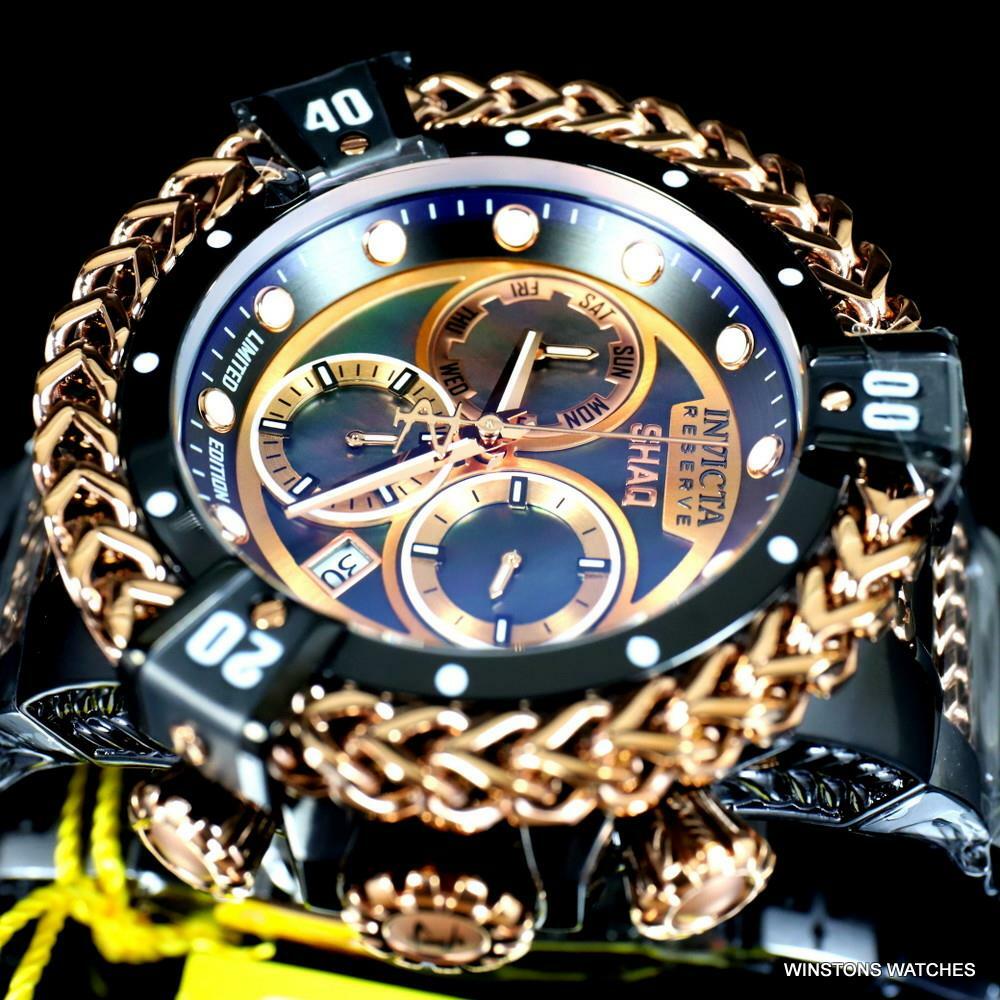 Invicta Reserve Shaq Hercules Black MOP Steel Rose Gold Swiss Mvt Watch 56mm New