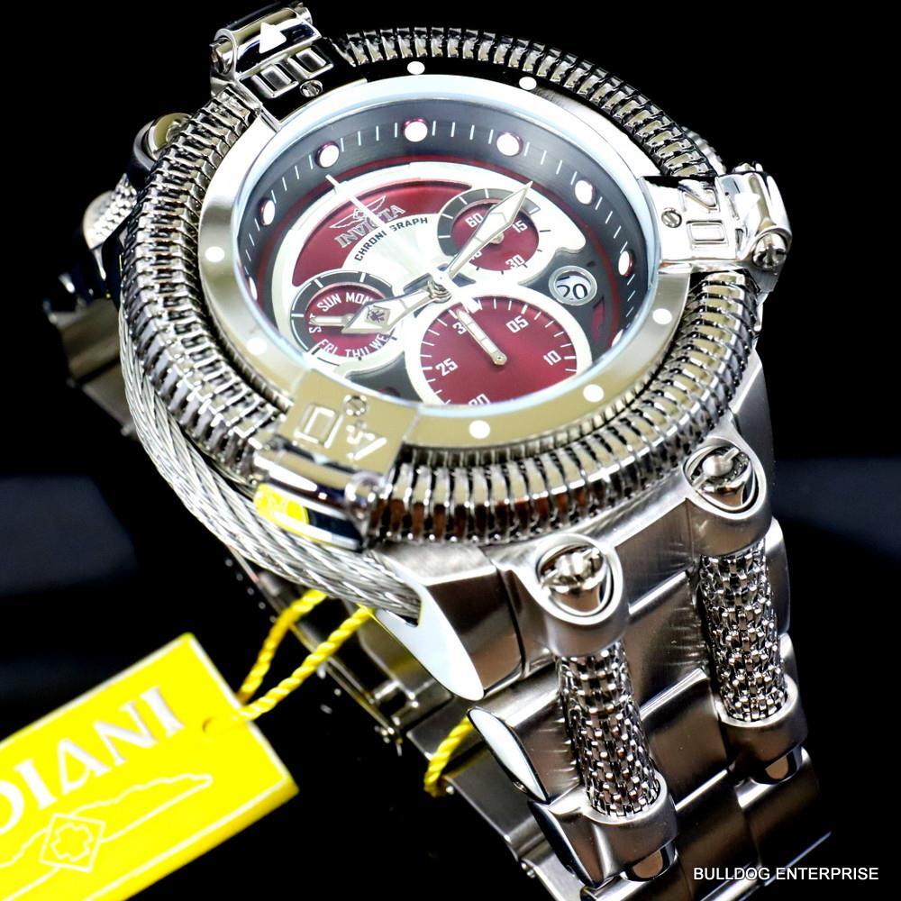 Invicta King Python Stainless Steel Ronda Z60 Burgandy Chronograph Watch New