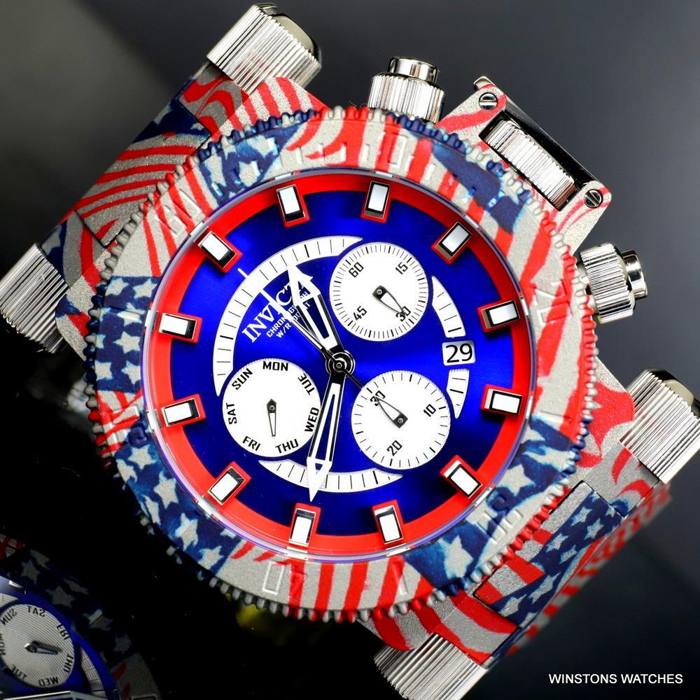 Invicta Coalition Forces USA Flag Hydroplated Steel Chronograph 52mm Watch New